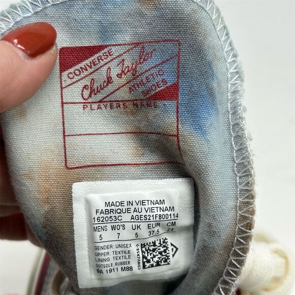 Converse Chuck 70 High Top Sneakers Blue Yellow Crinkled Tie Dye Design Size 7 - Picture 11 of 11